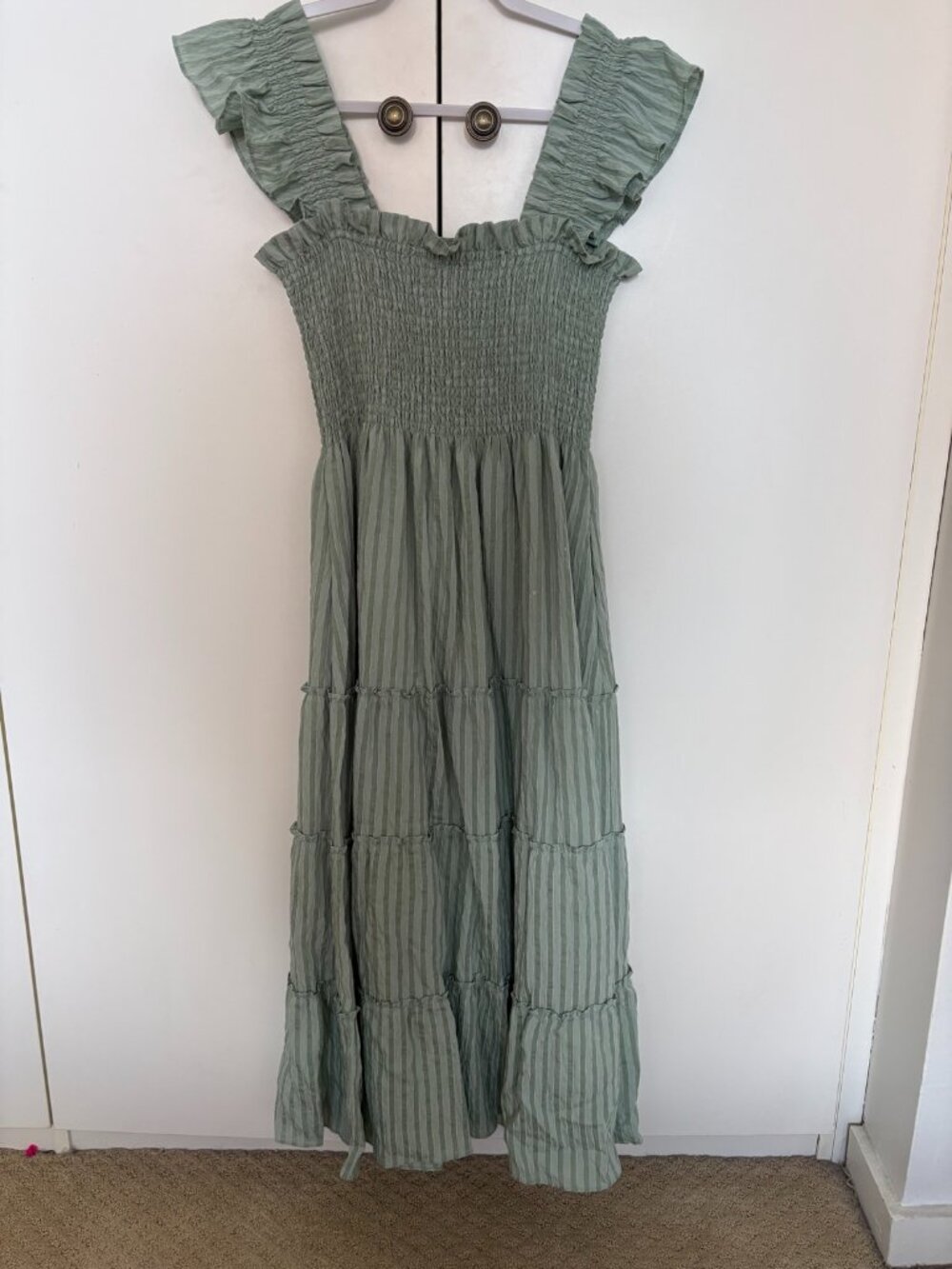 Hill House Home Ellie Nap Dress, Green Seersucker, Size M